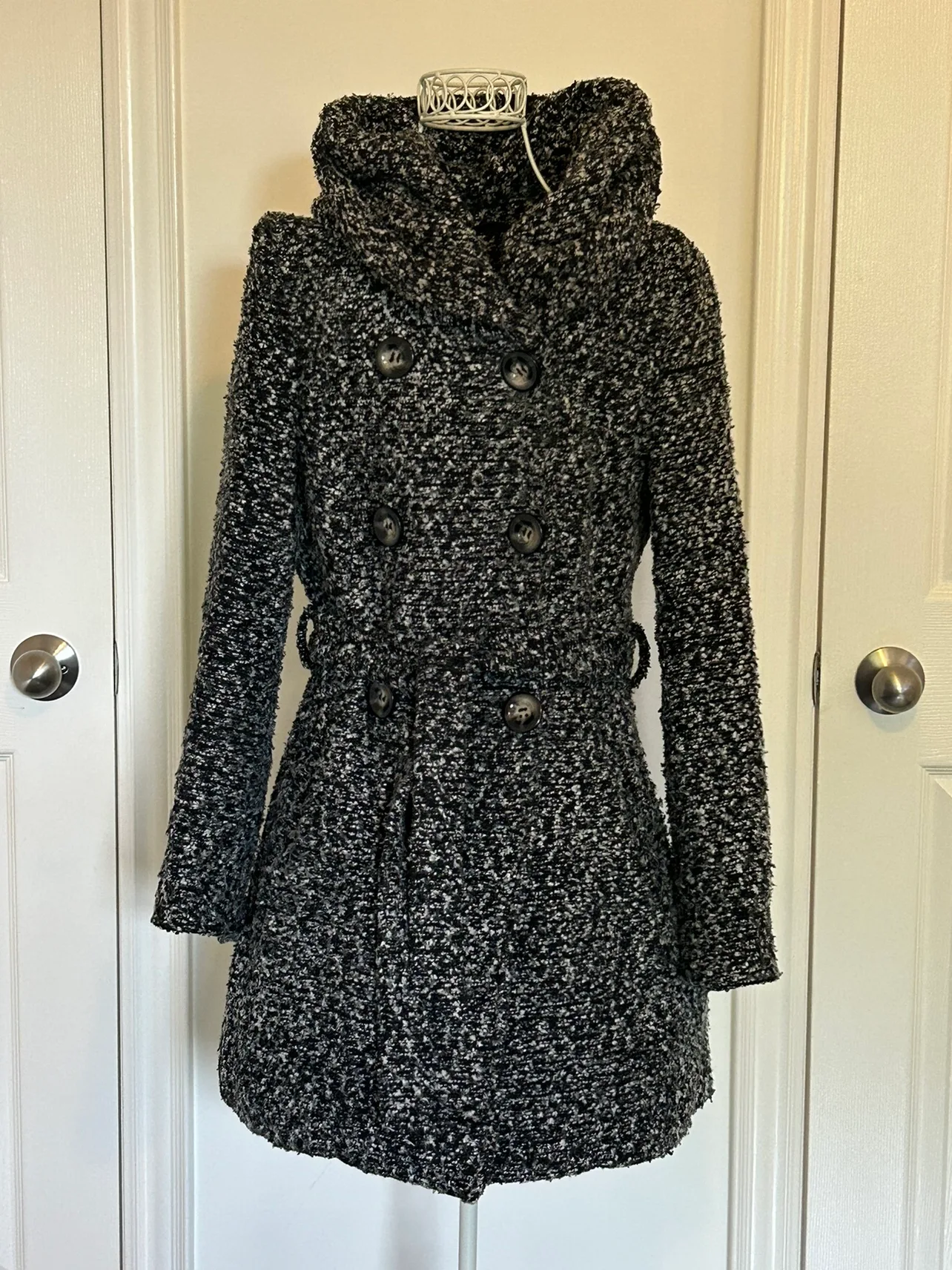Beautiful Women's Black & White Hooded Coat-Reduced! image indicator(2)