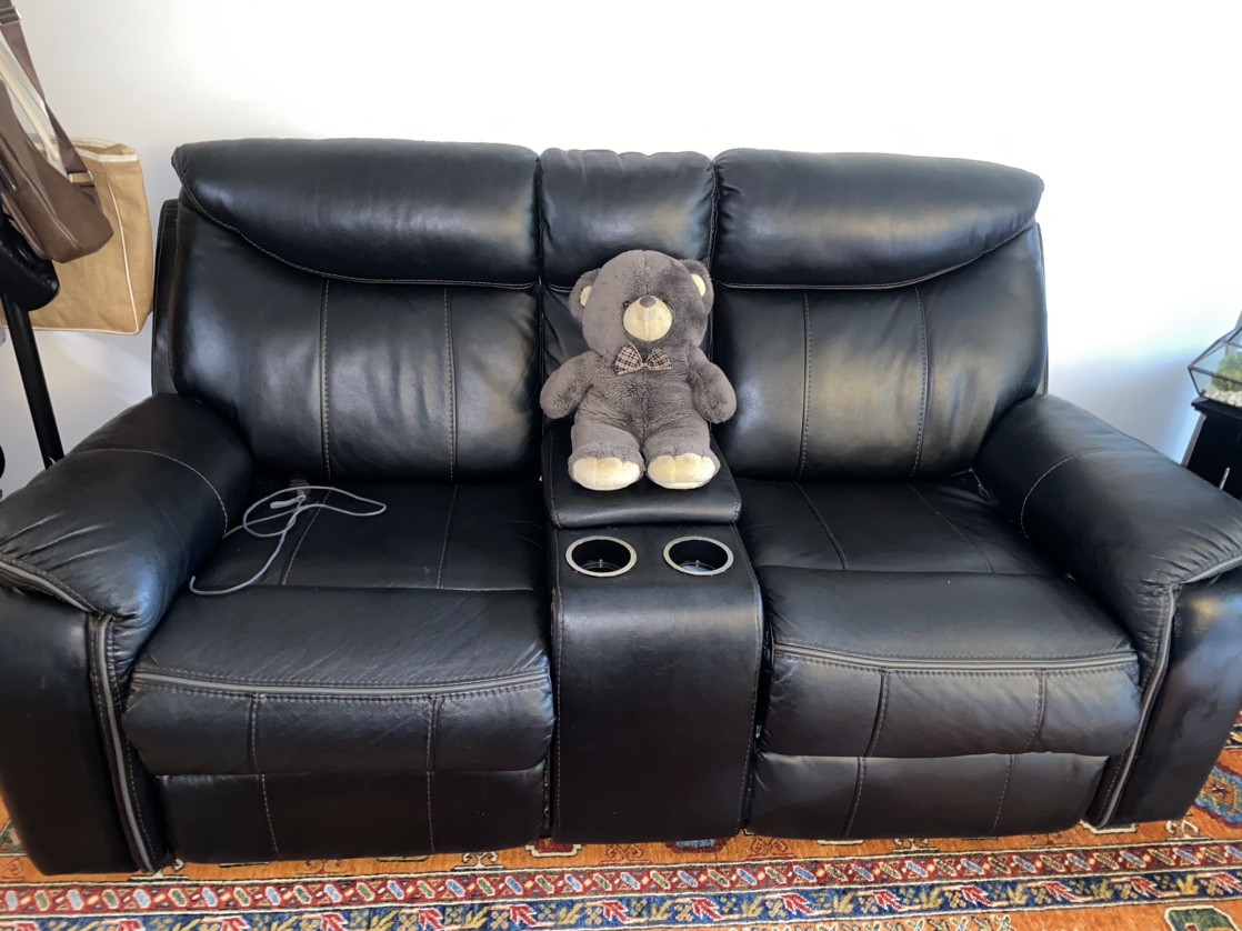 Black Leather Recliner Sofa - photo 2