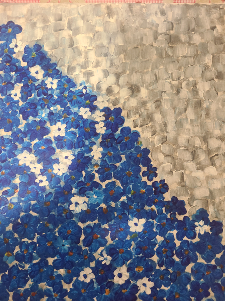 Blue and White Floral Painting
