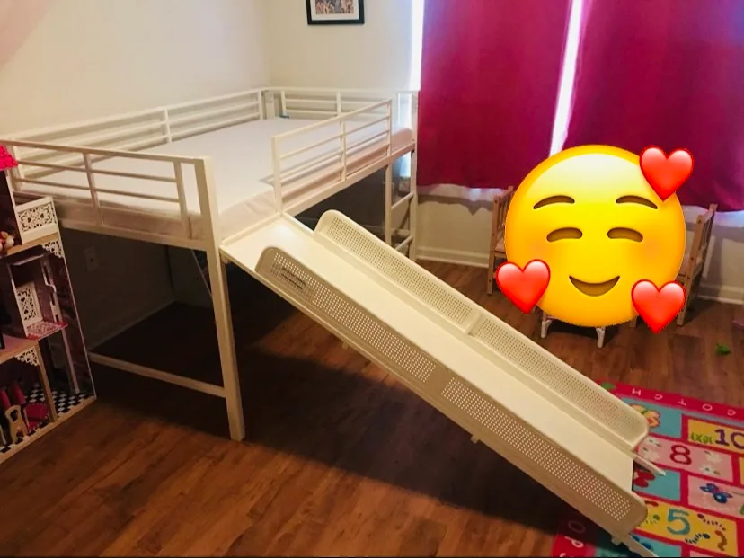 🧡Junior Twin Metal Loft Bed with Slide, Multifunctional Design. image indicator(4)