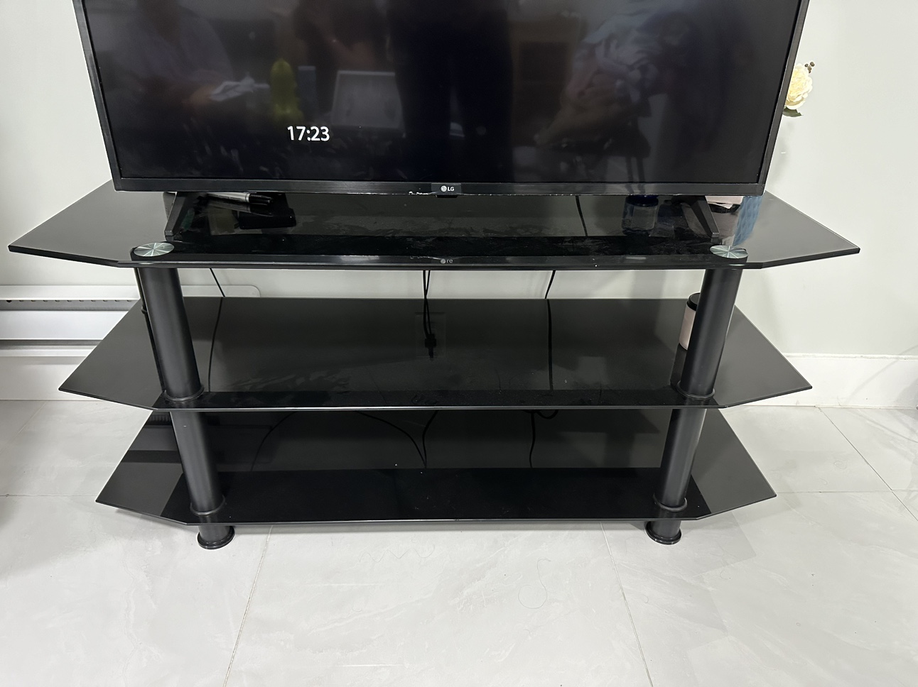 Black Glass TV Stand - photo 2
