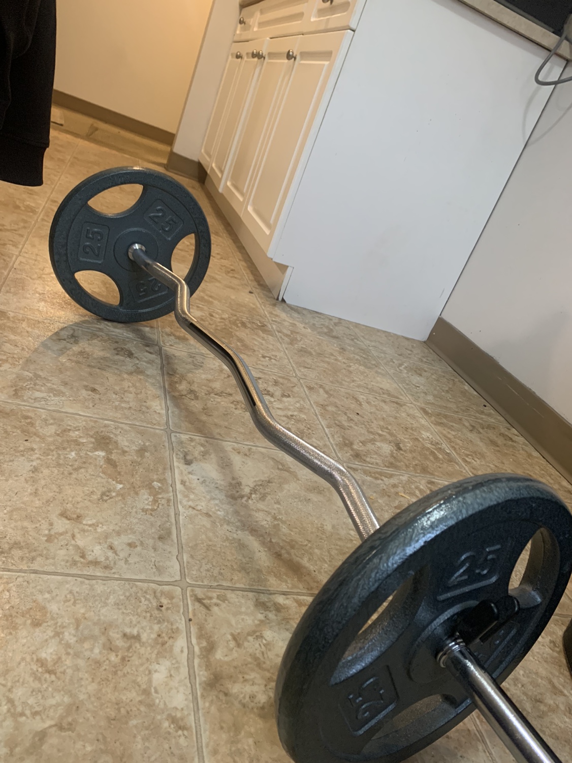 35lb Kettlebell and Curl Bar with 2x 25lb Plates