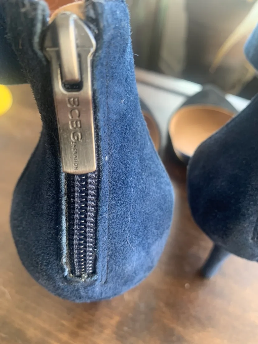 BCBG Generation Blue and Black ankle strap Heels image indicator(3)