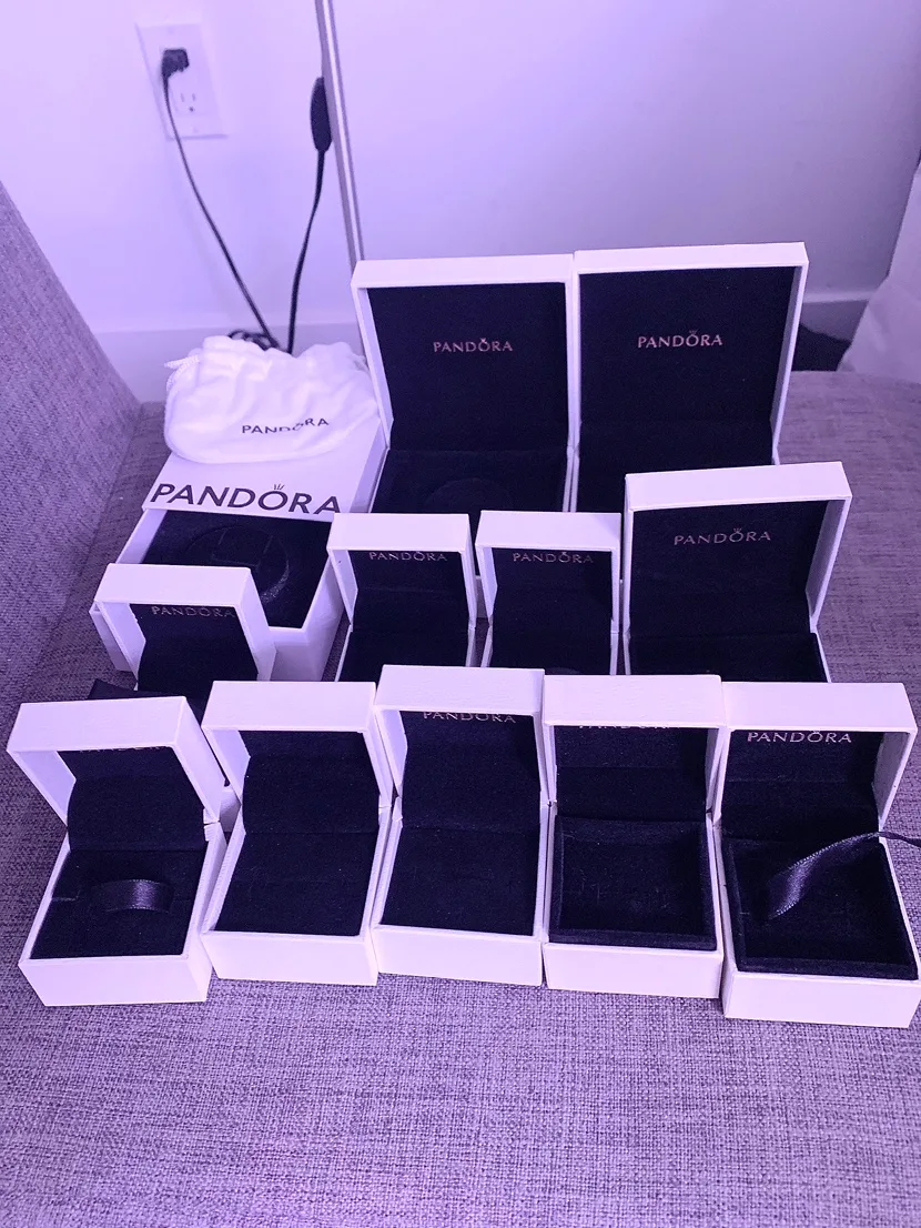 LOT of 13 Empty Pandora Jewelry Boxes and pouch image indicator(7)