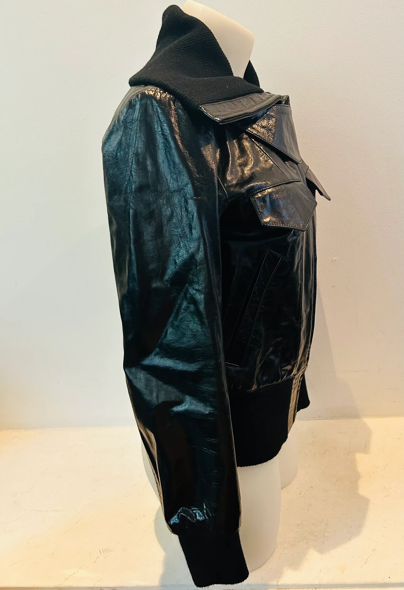 New Club Black Leather Jacket bomber jacket image indicator(7)