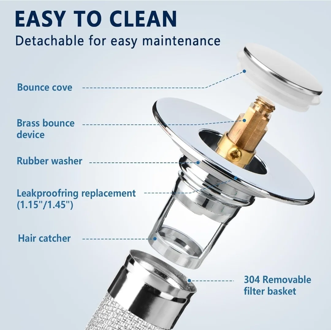 Bathroom Sink Stopper with Pop-up Drain thumbnail