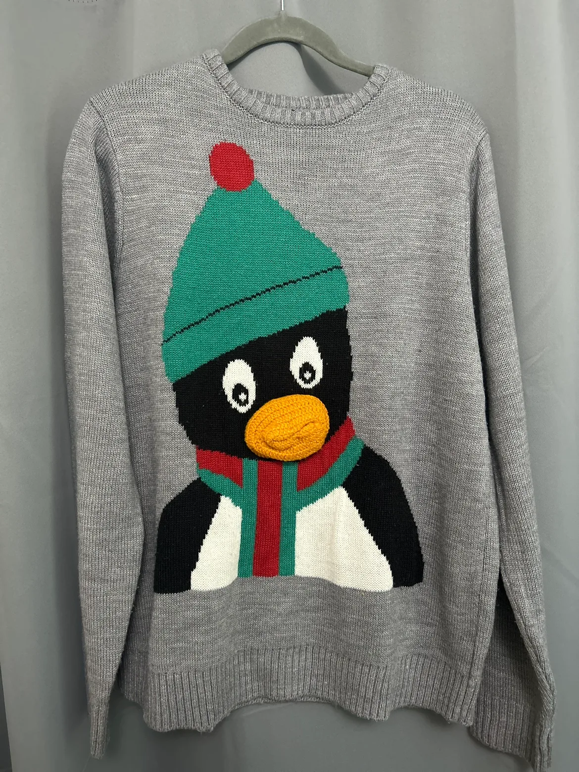 Grey Penguin Christmas Sweater thumbnail