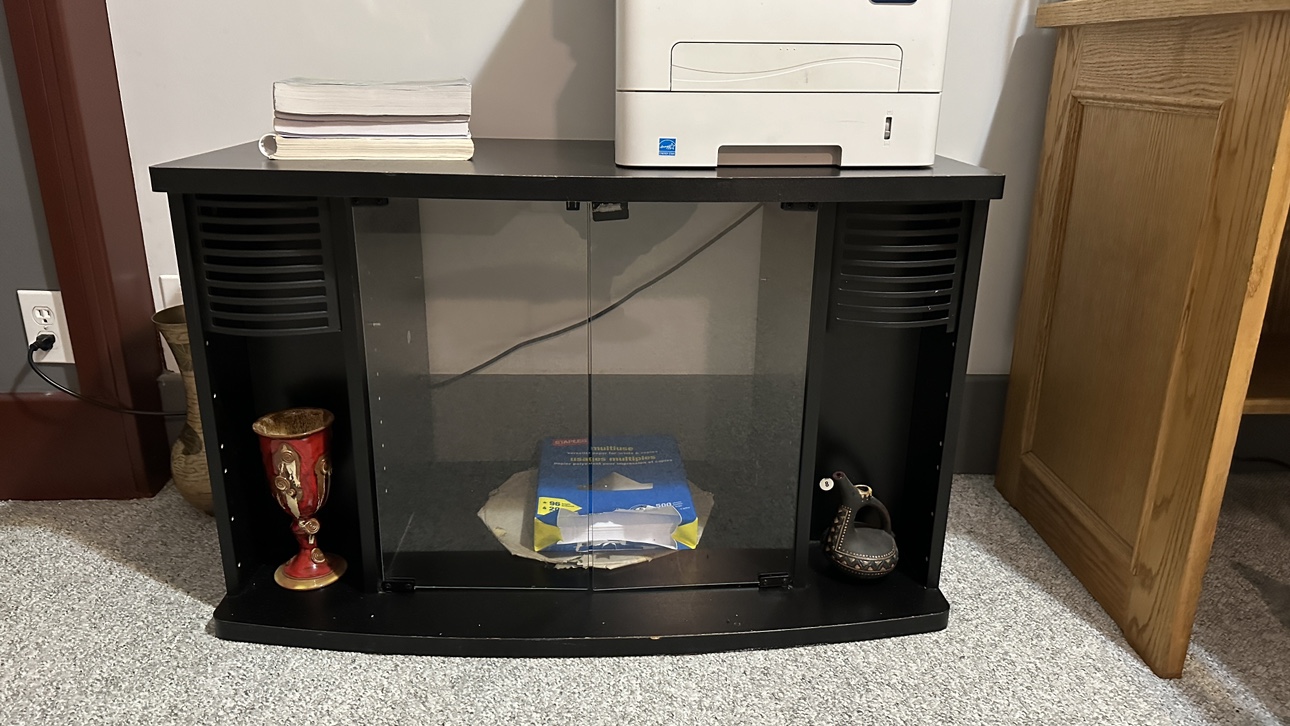 Black Entertainment Stand with Glass Doors