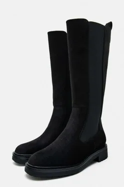 Black Suede Knee High Boots thumbnail