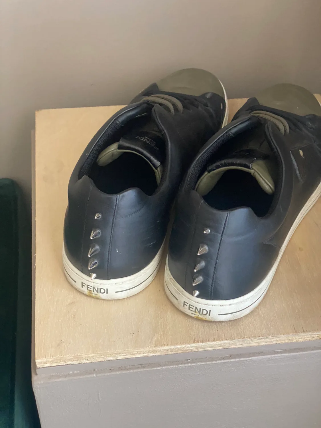 Fendi olive green leather sneakers US8 IT 41 image indicator(4)