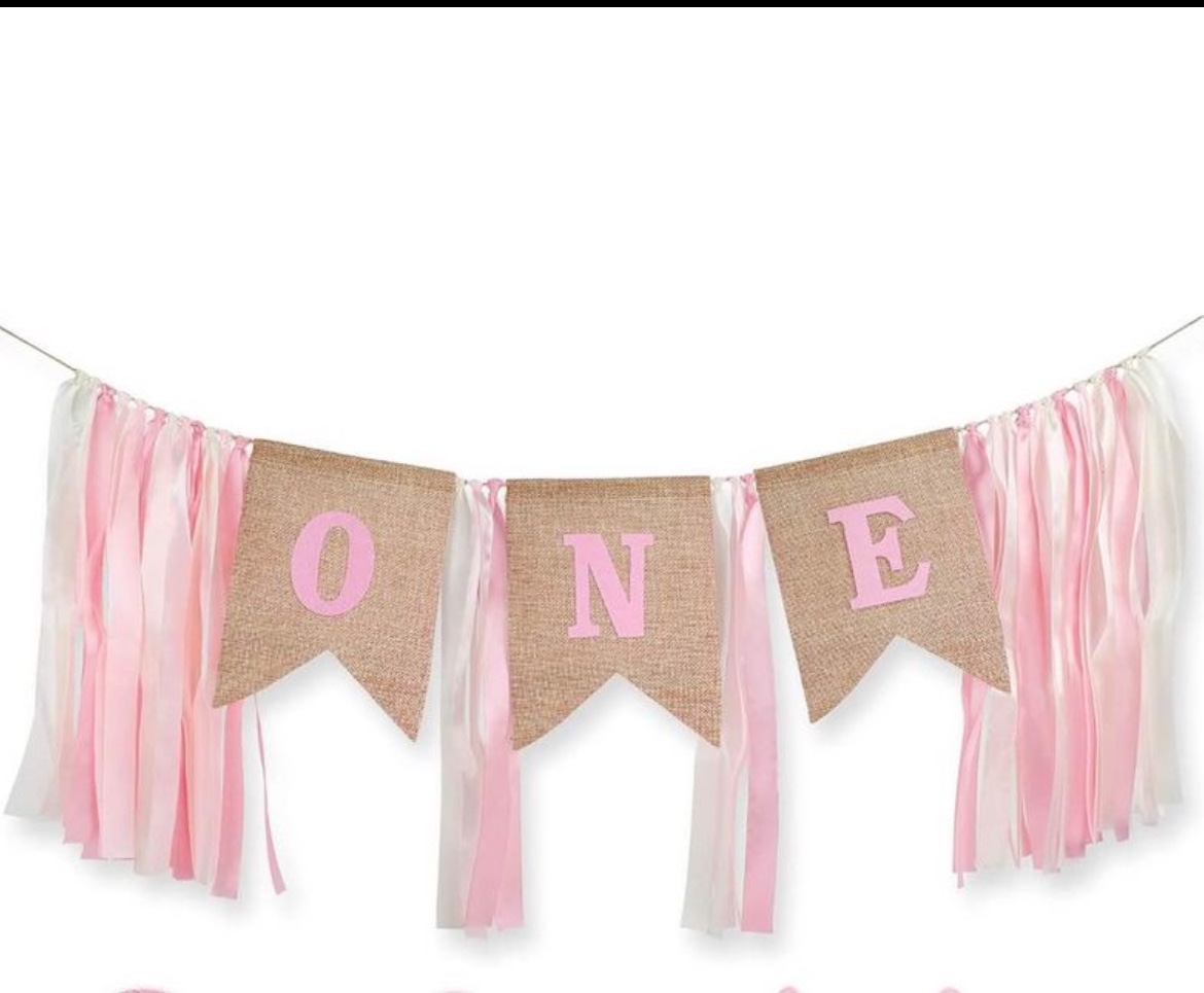 Burlap "One" High Chair Banner - photo 2
