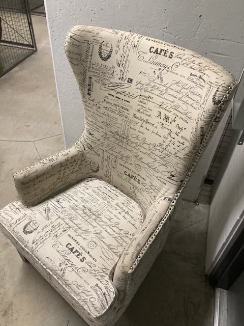 French script high back Accent Chair