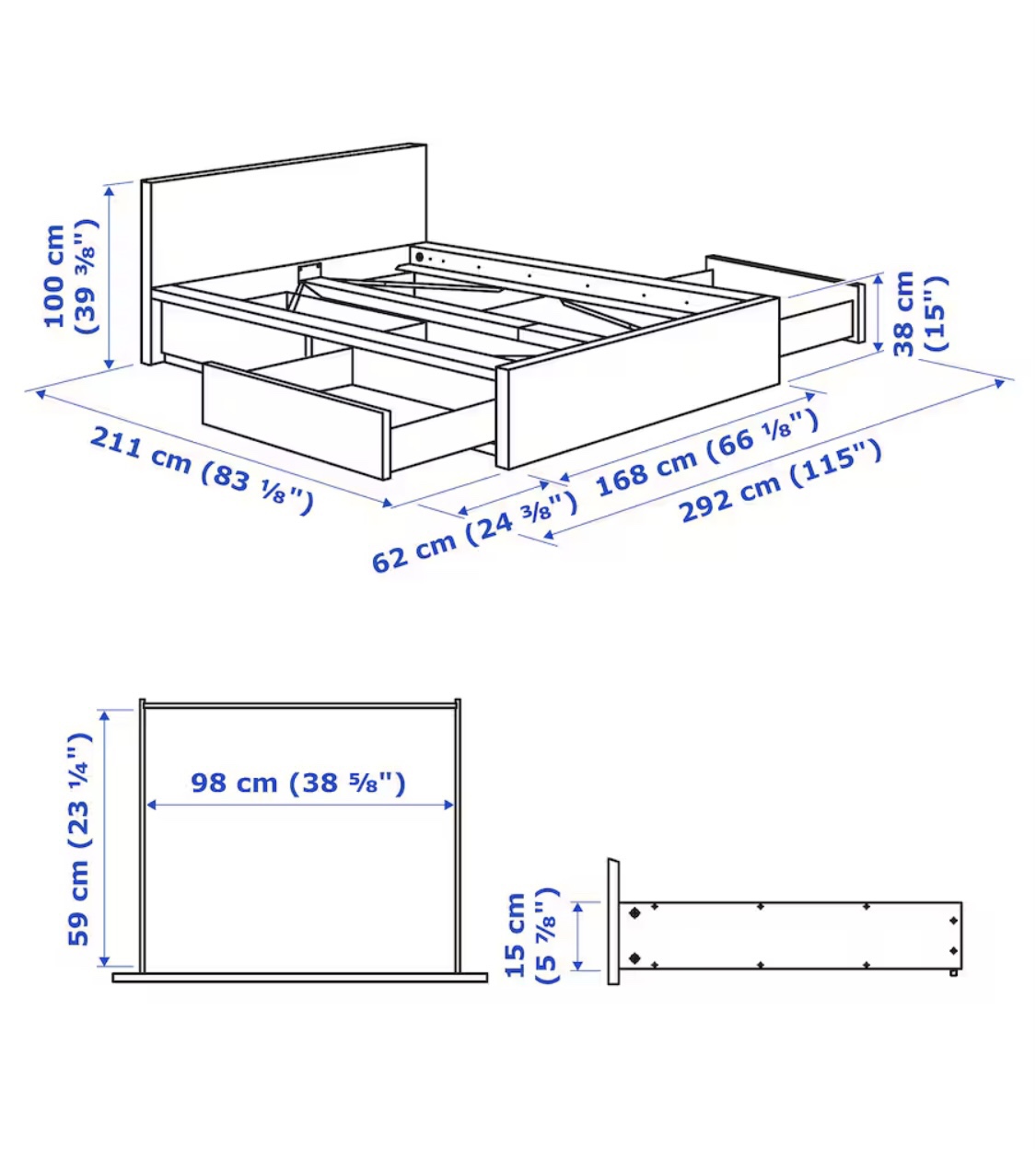Queen Size Bed Frame with Storage Drawers - photo 4