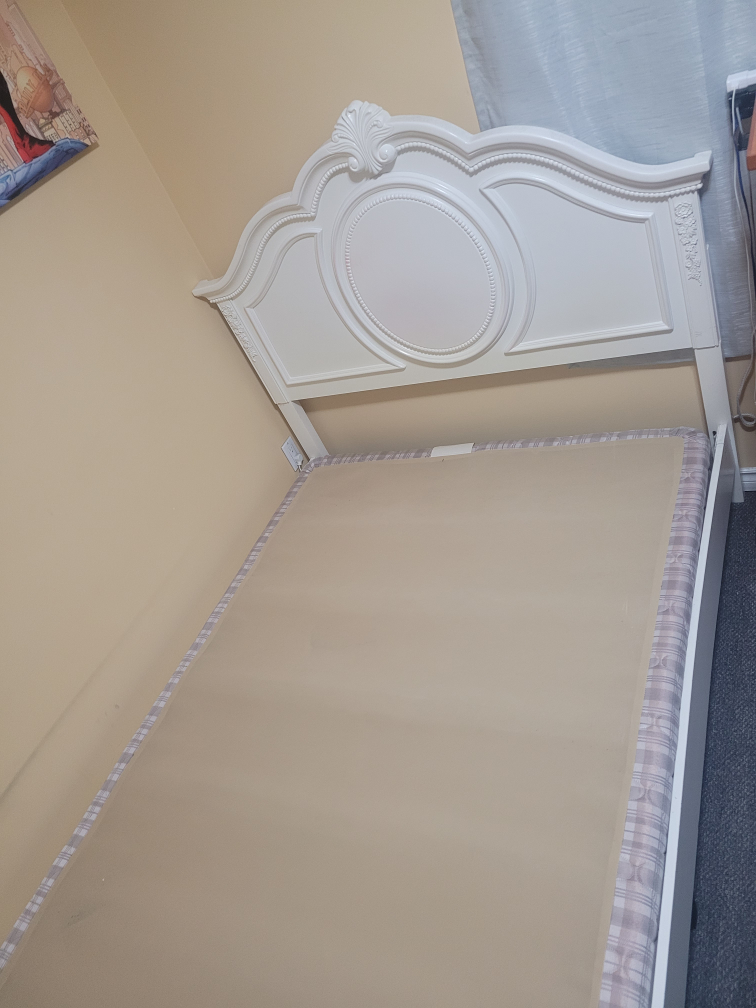 White Bed Frame with Boxspring (Double)