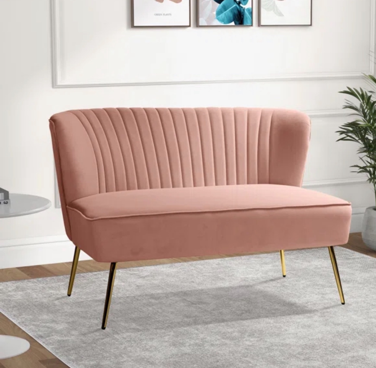Pink Velvet Loveseat