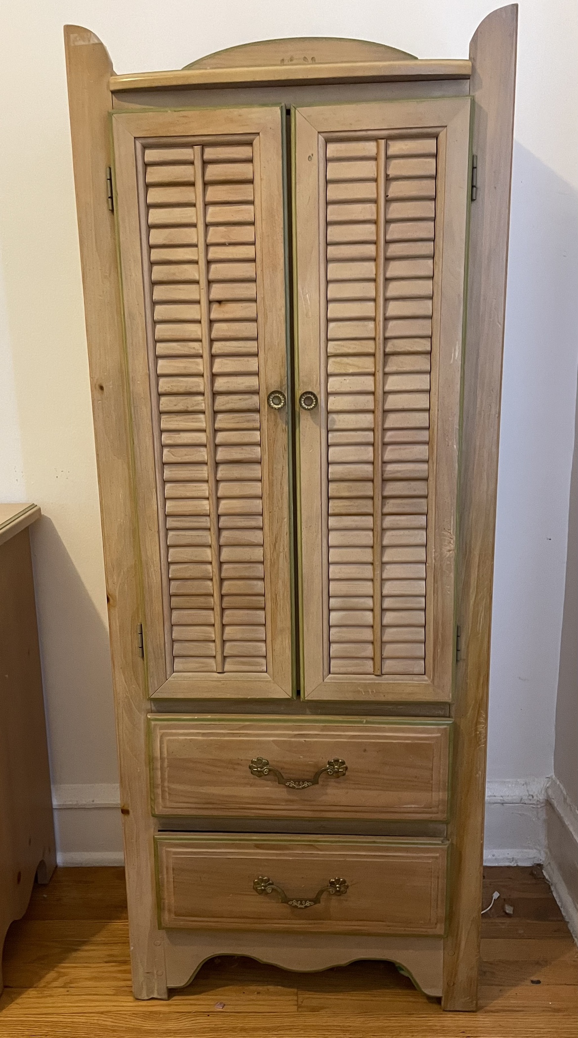 Wooden Armoire with shelves with Nightstand , dresser and chest. - photo 3
