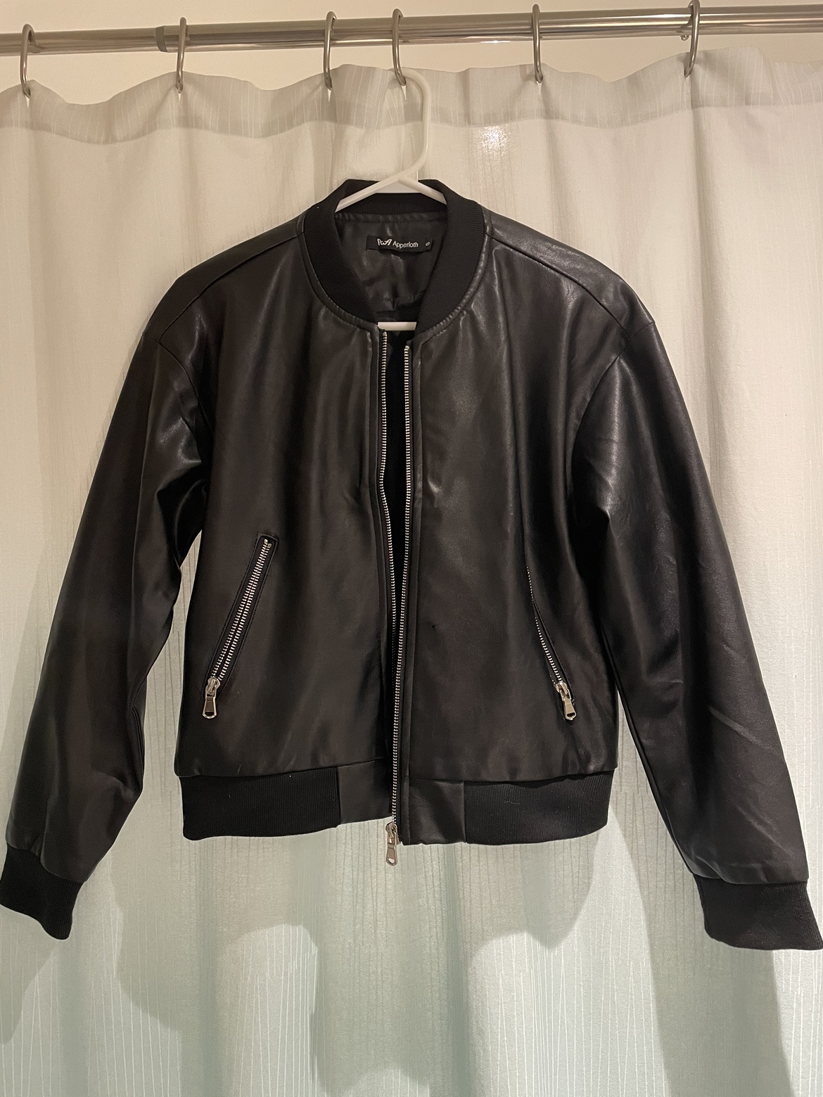 Black Faux Leather Bomber Jacket