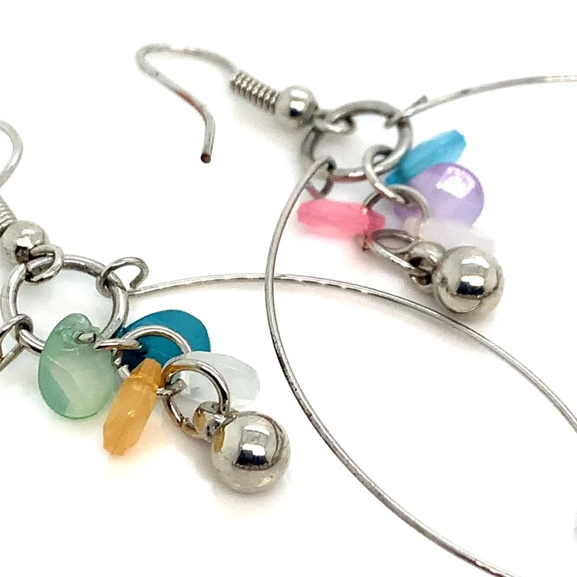 Multicoloured Beaded Hoop Earrings image indicator(5)