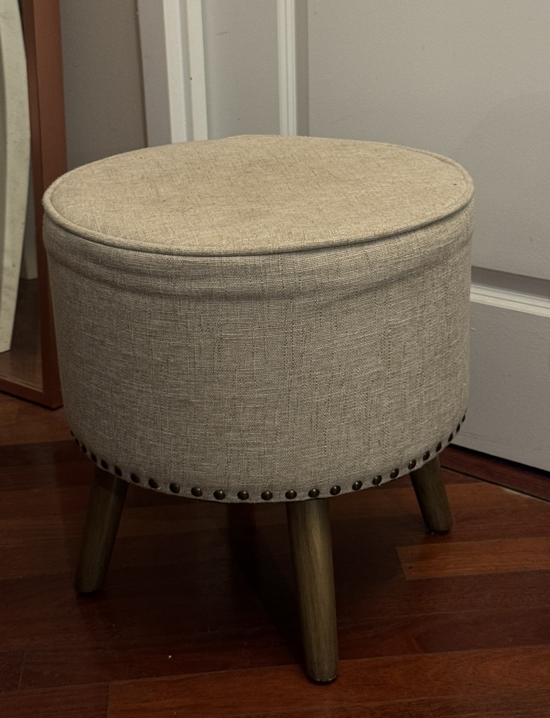 Beige Upholstered Ottoman - photo 2