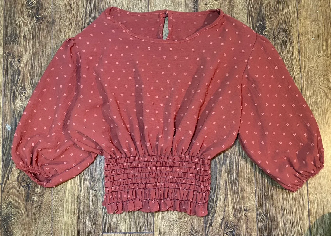 Rosewood-colored Dotted Blouse thumbnail