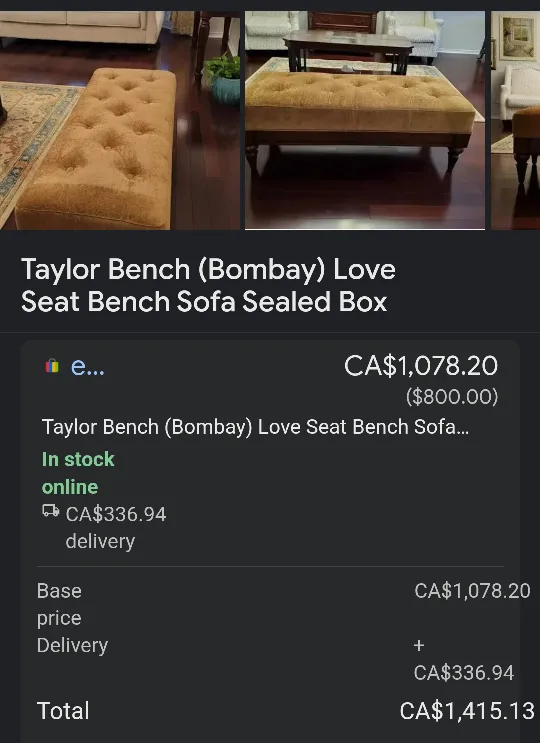 AUTHENTIC GENUINE BOMBAY AND COMPANY TAYLOR BENCH image indicator(4)