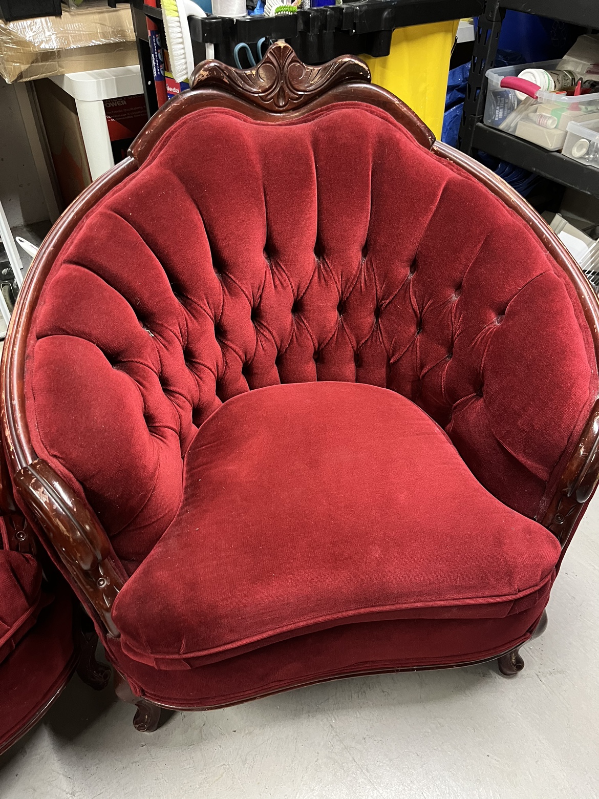 Red Velvet Sofa and Love Seat Set - photo 3