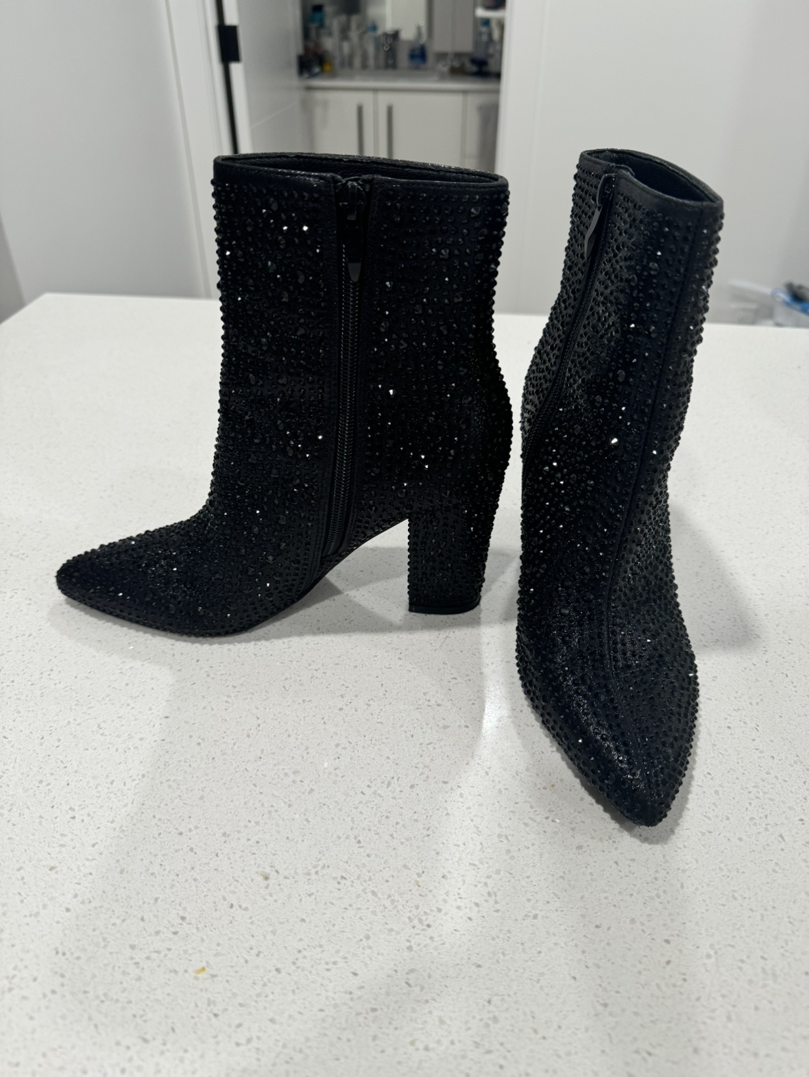 Black Rhinestone Ankle Boots size 6 - photo 4