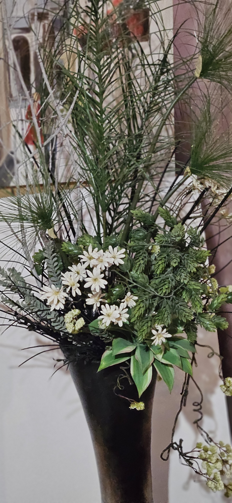 Tall Black Vase with Artificial Flowers - photo 2