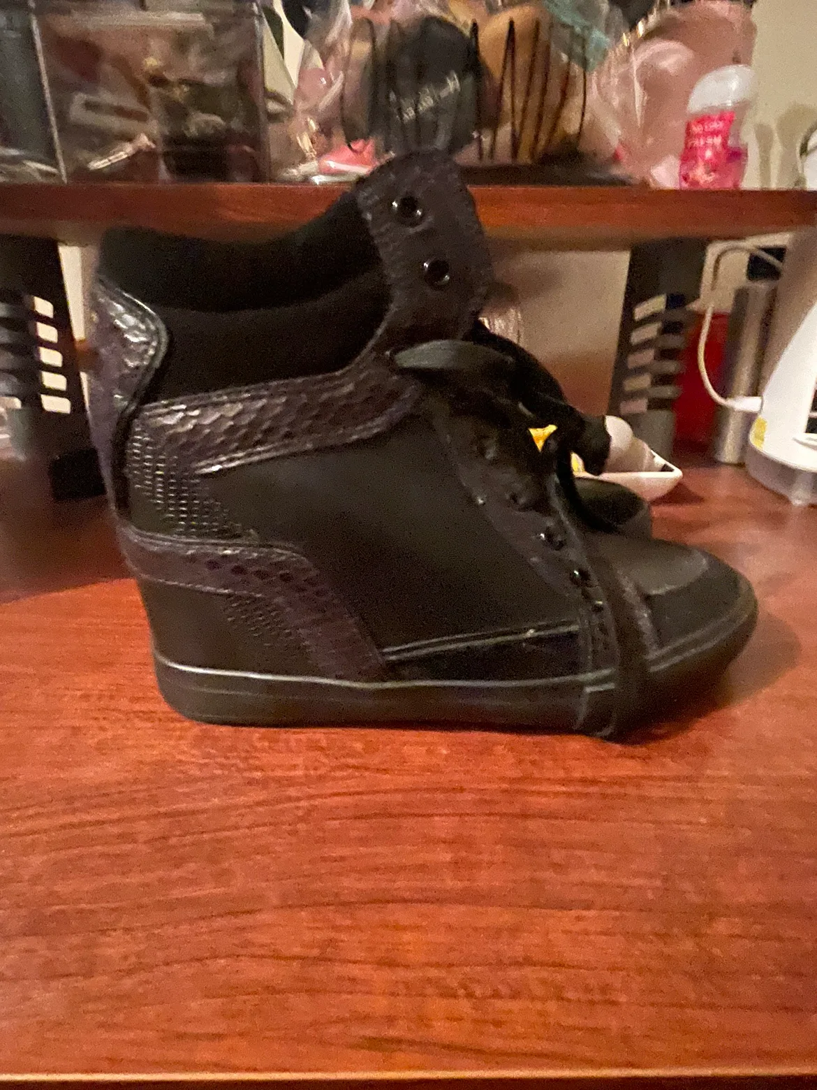 Black High Top Wedge Sneakers image indicator(4)