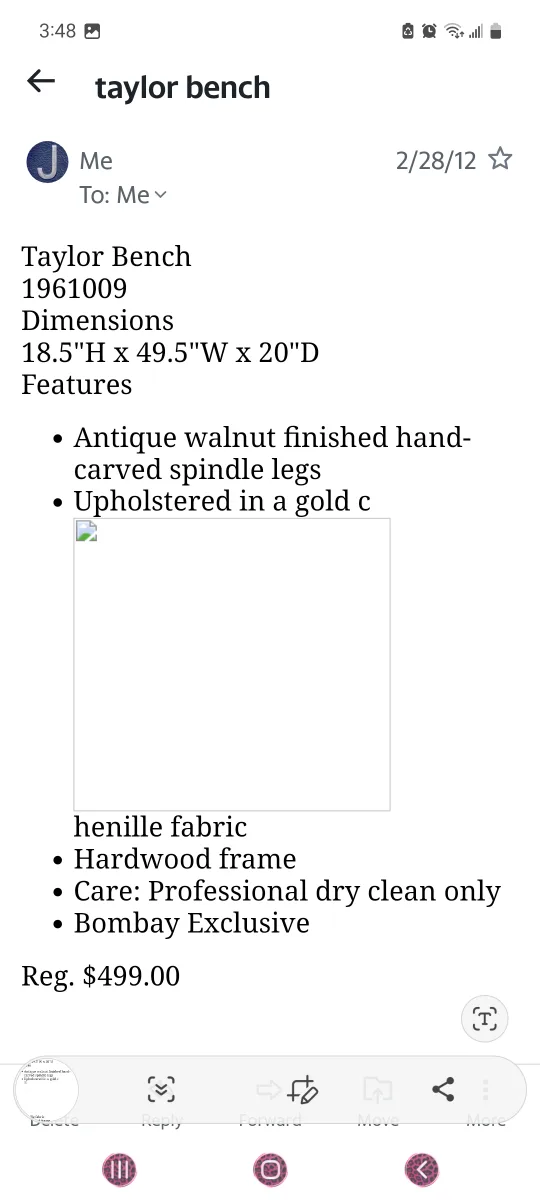 AUTHENTIC GENUINE BOMBAY AND COMPANY TAYLOR BENCH image indicator(10)