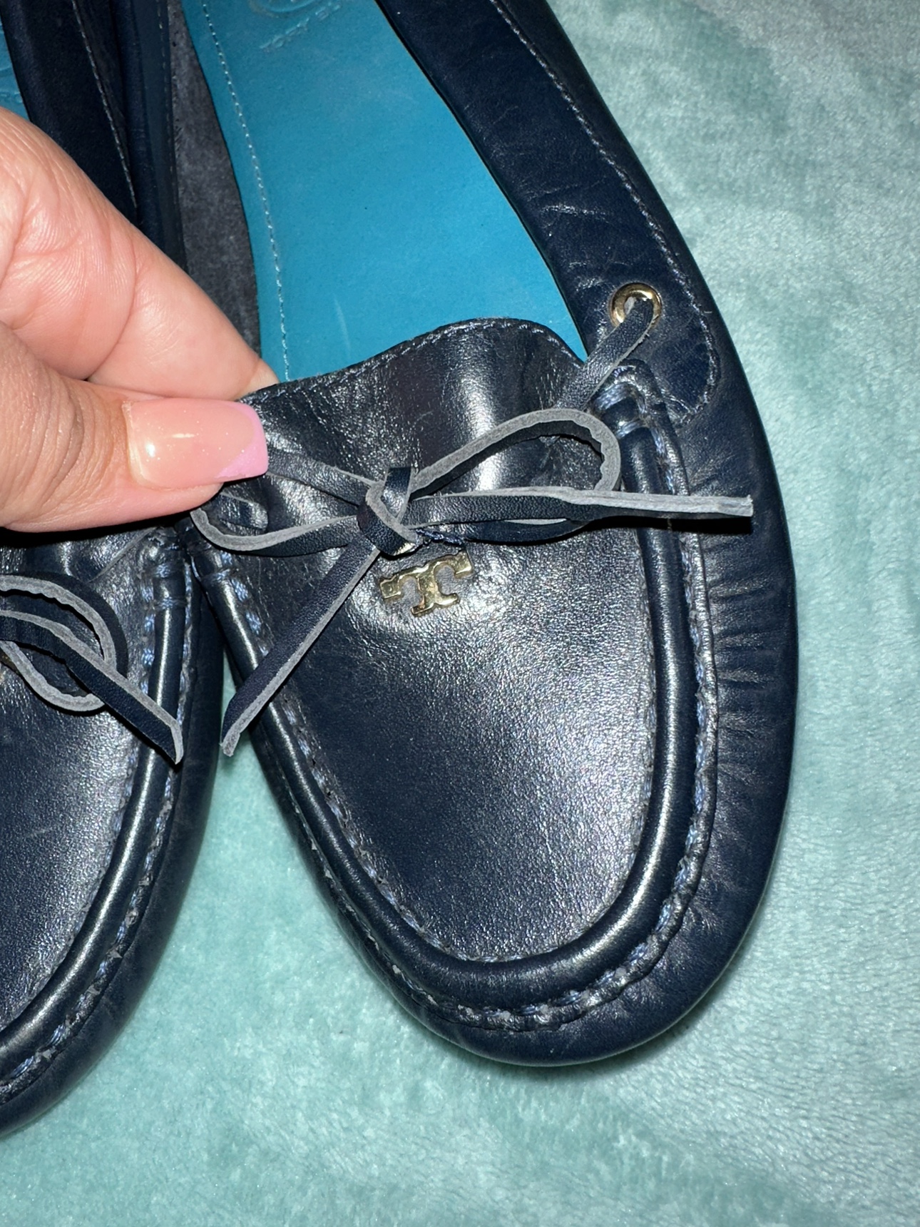 Tory Burch Navy Leather Loafers - photo 3