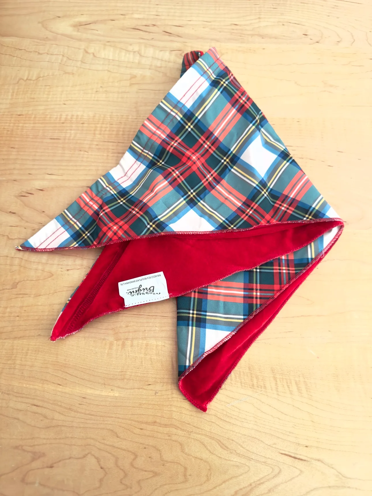 Merry and Bright Plaid and Velvet Dog Bandana thumbnail