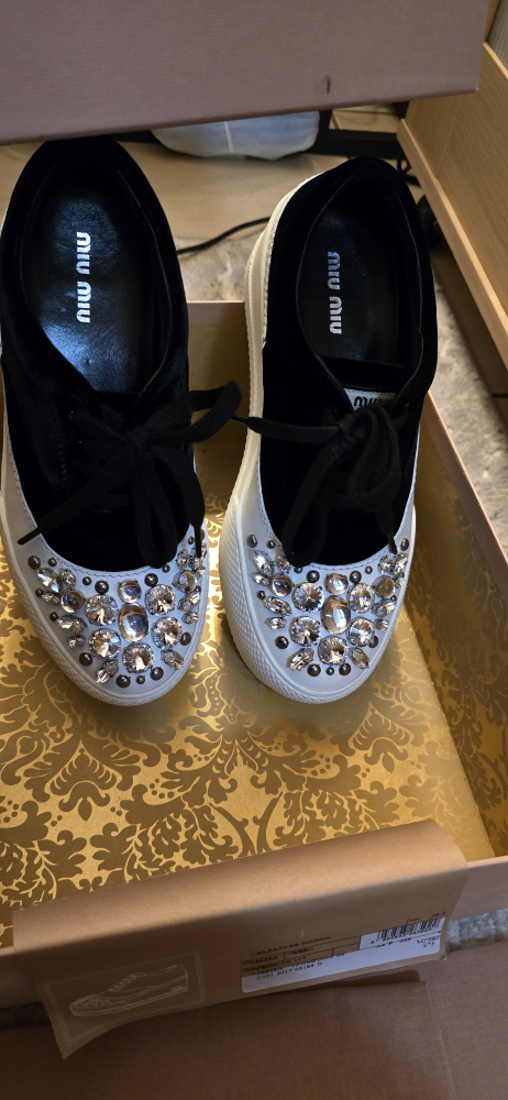 Miu Miu Black Crystal Embellished Sneakers