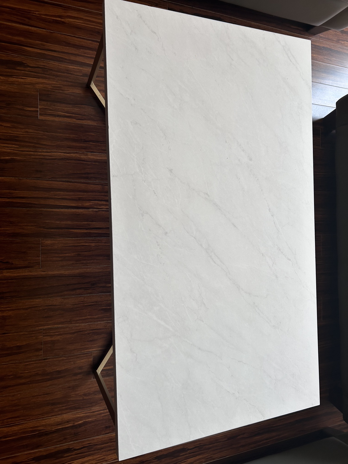 White Marble Coffee Table with Gold Legs - photo 2