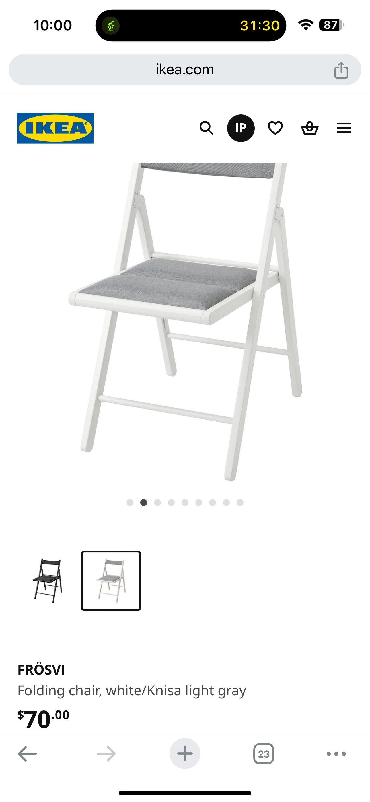 Folding Chair - White/Knisa Light Grey - photo 5