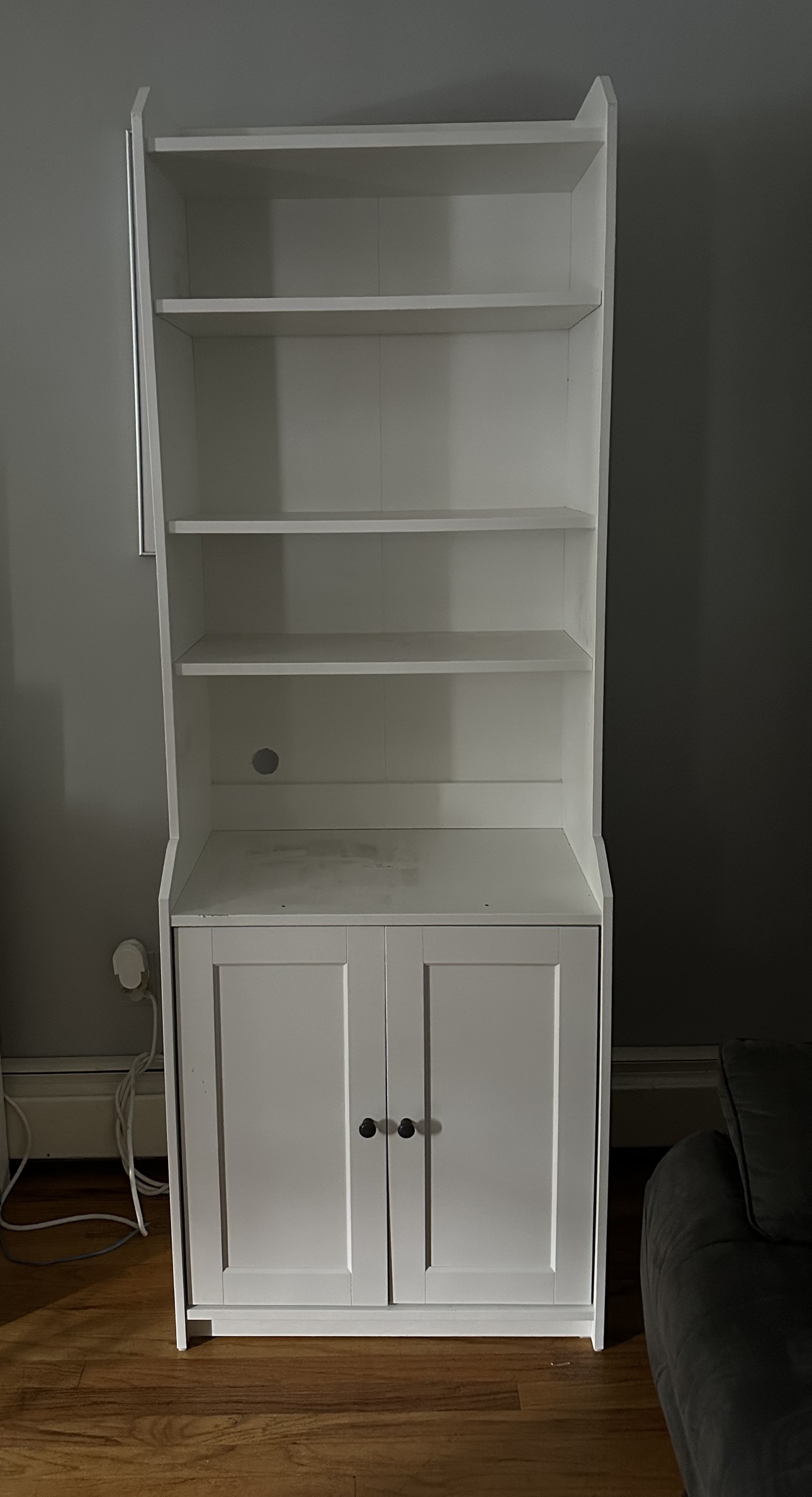 White Bookcase with Cabinet Doors