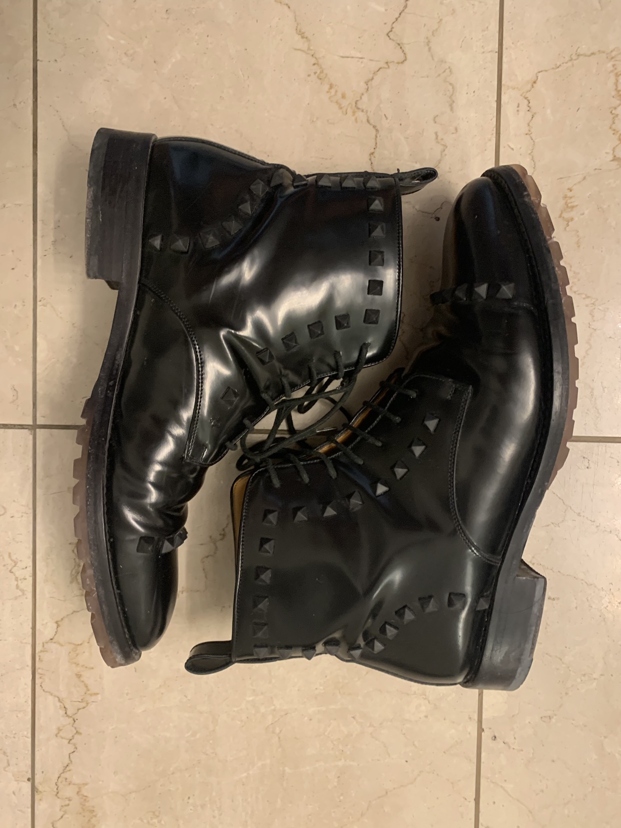 Valentino Men’s Black Rockstud Combat Boots. Size 43 EU. - photo 3