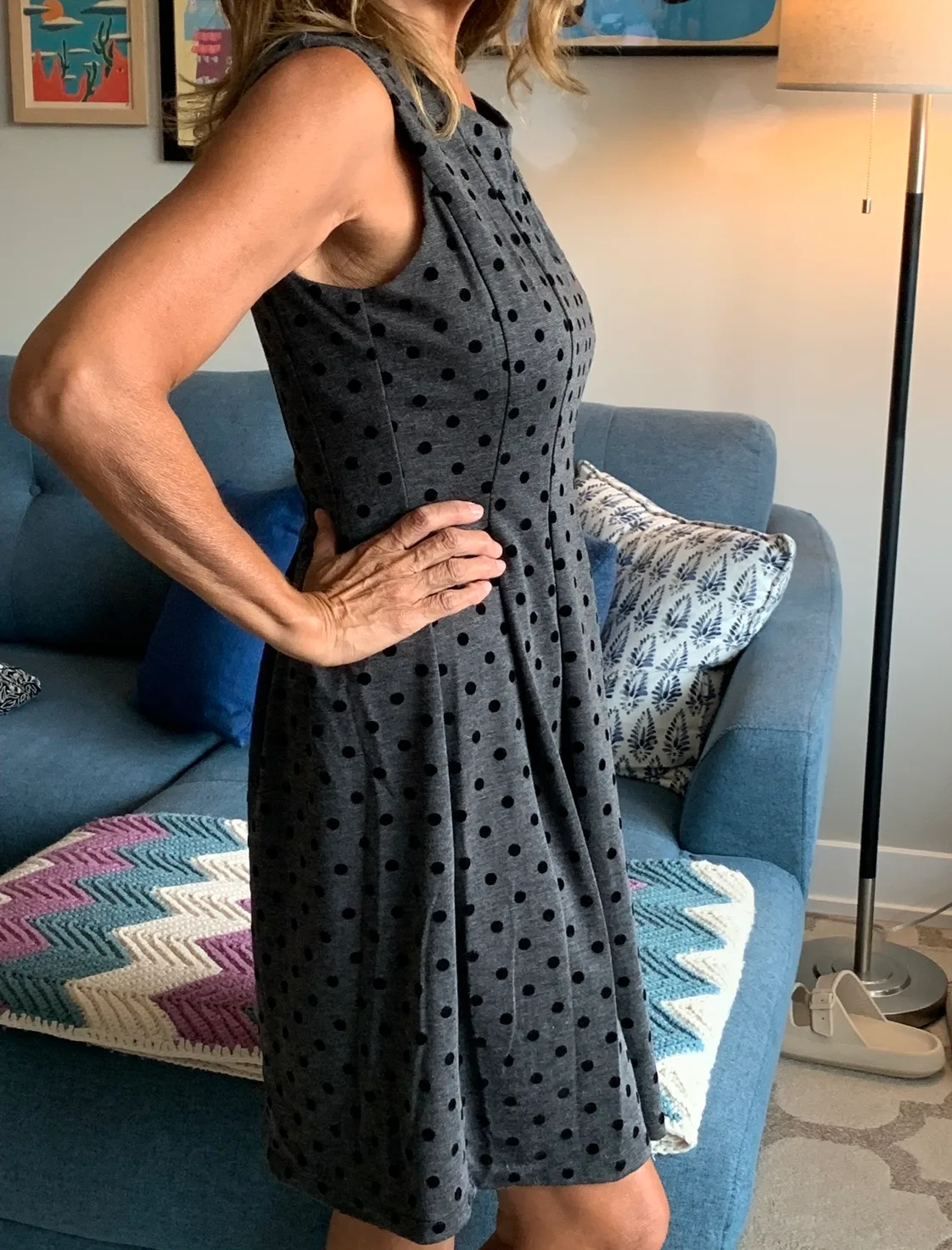 Dark Grey & Black Polka Dot Dress image indicator(3)