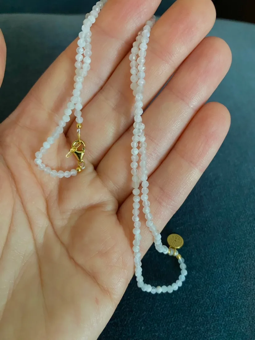 Genuine Moonstone Necklace with Gold Plated Eye Pendant image indicator(5)