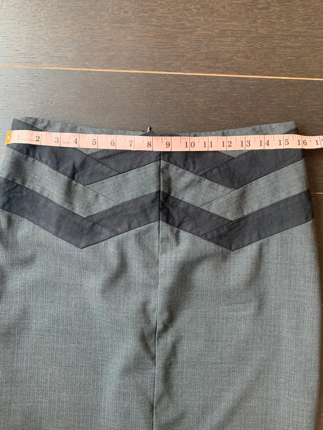 BCBG MAXAZRIA Grey Pencil Skirt with Black Trim image indicator(9)