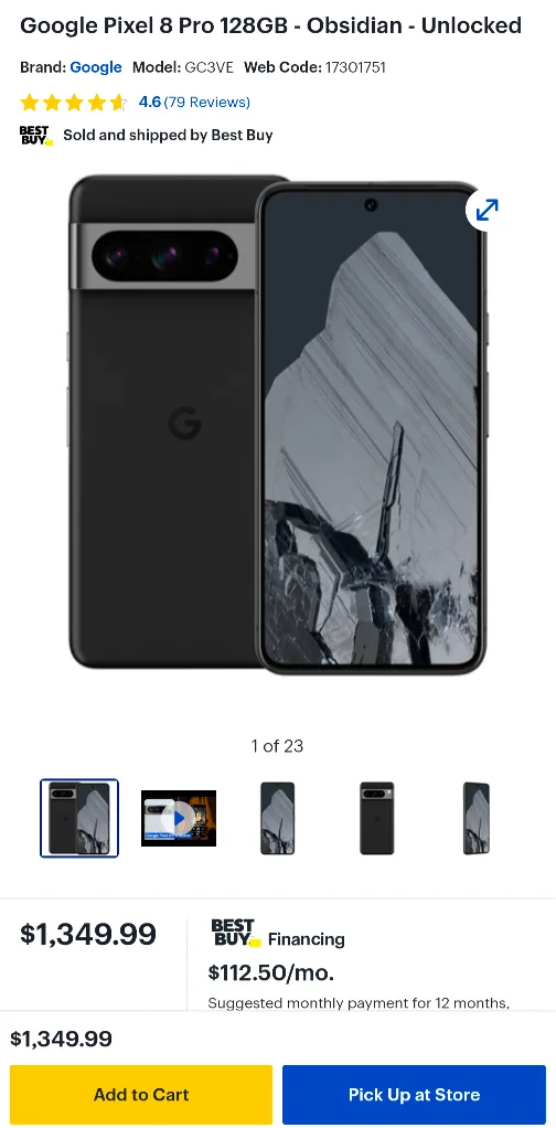 Unlocked Google Pixel 8 Pro (+case) image indicator(5)