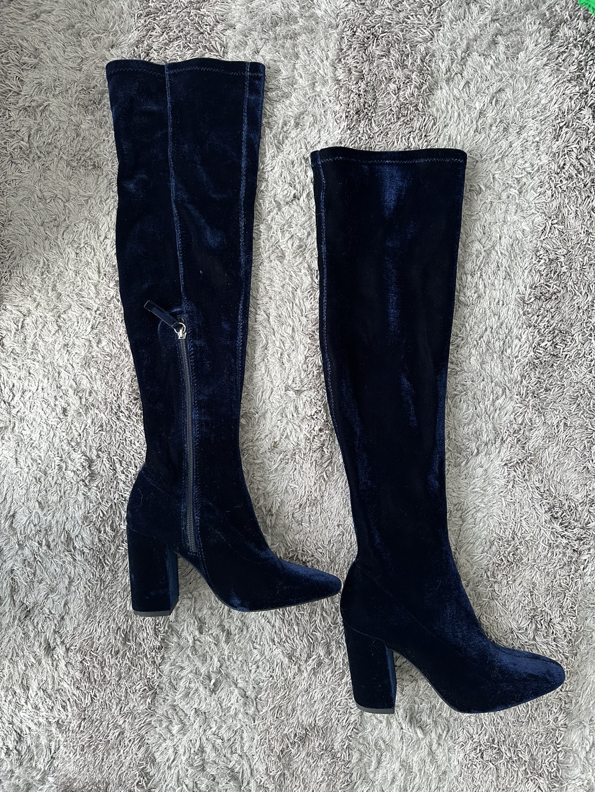 Velvet Knee High Boots - Brand New