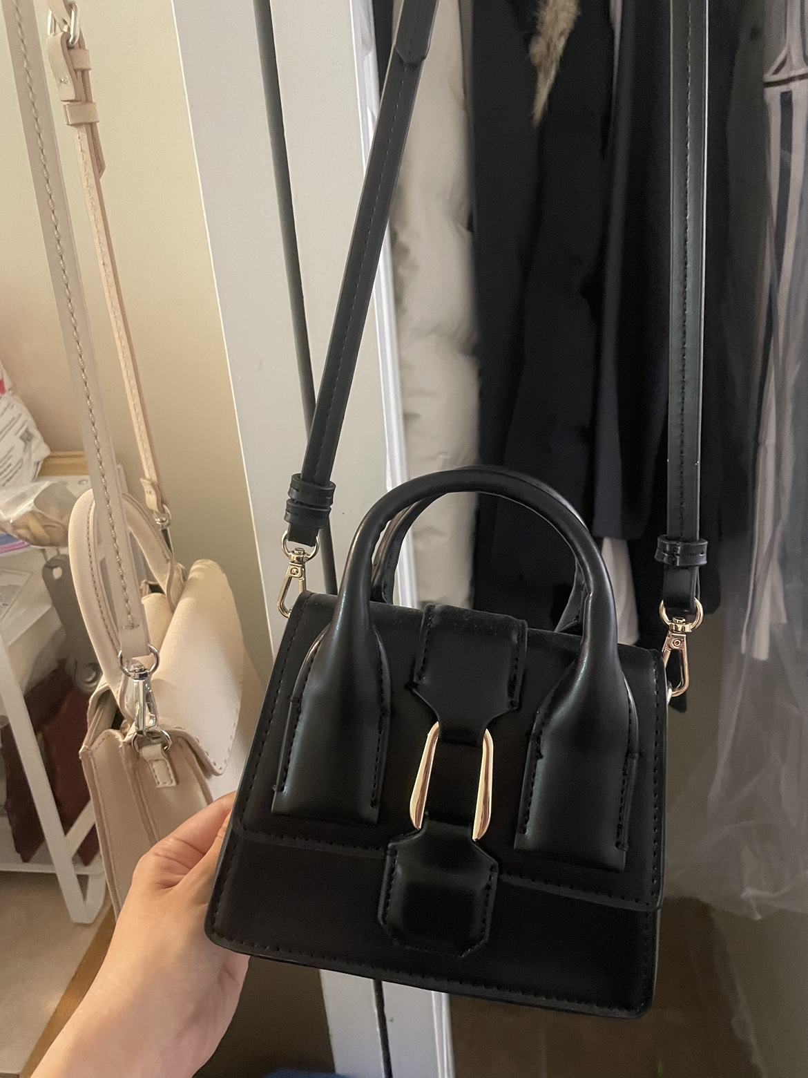 Black Mini Bag with Gold Clasp