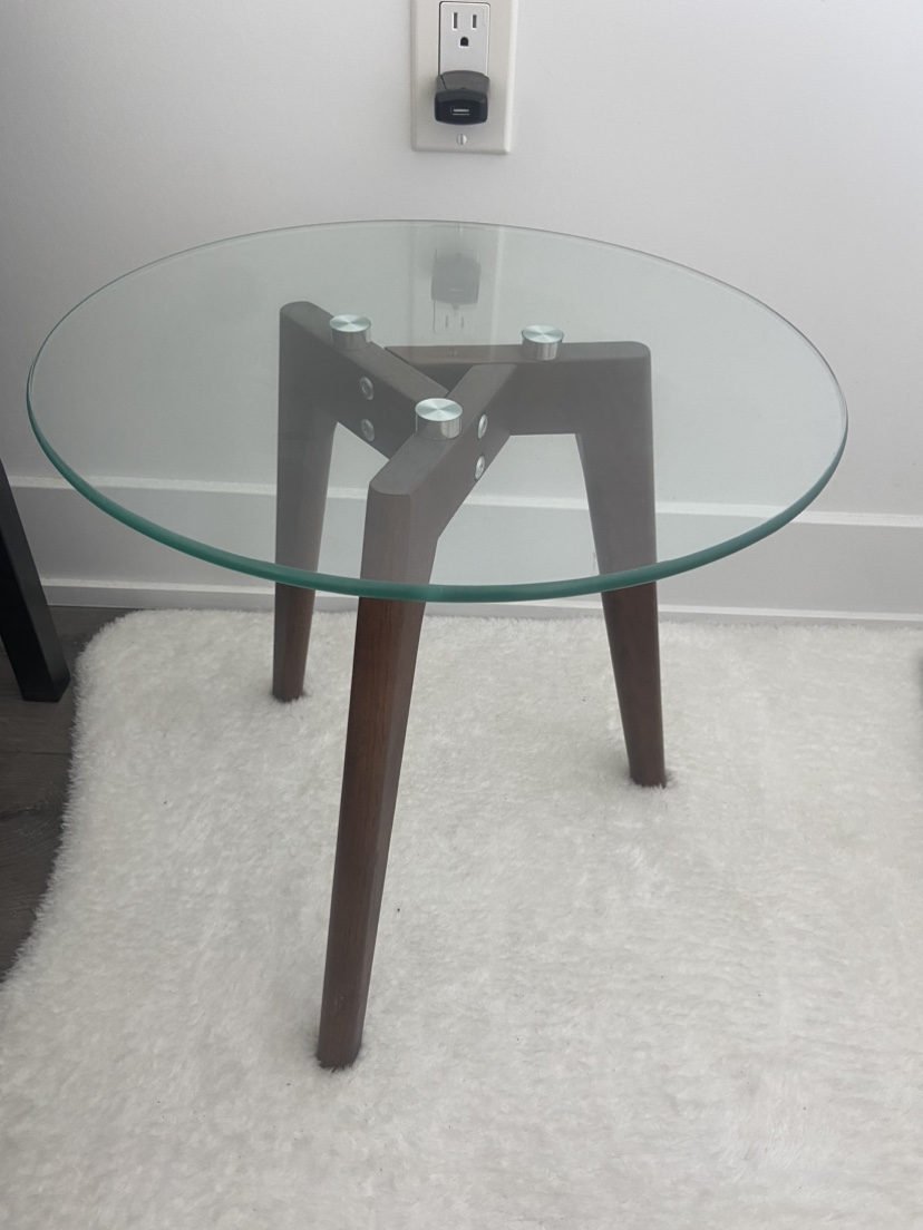 Two Glass and Wood Side Tables - photo 3