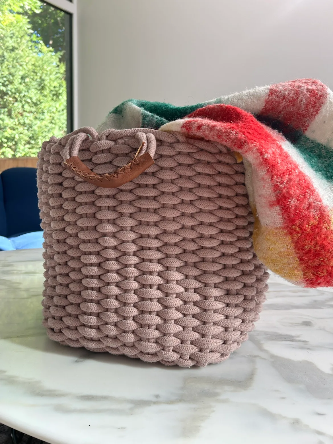Dusty Rose Rope Basket thumbnail