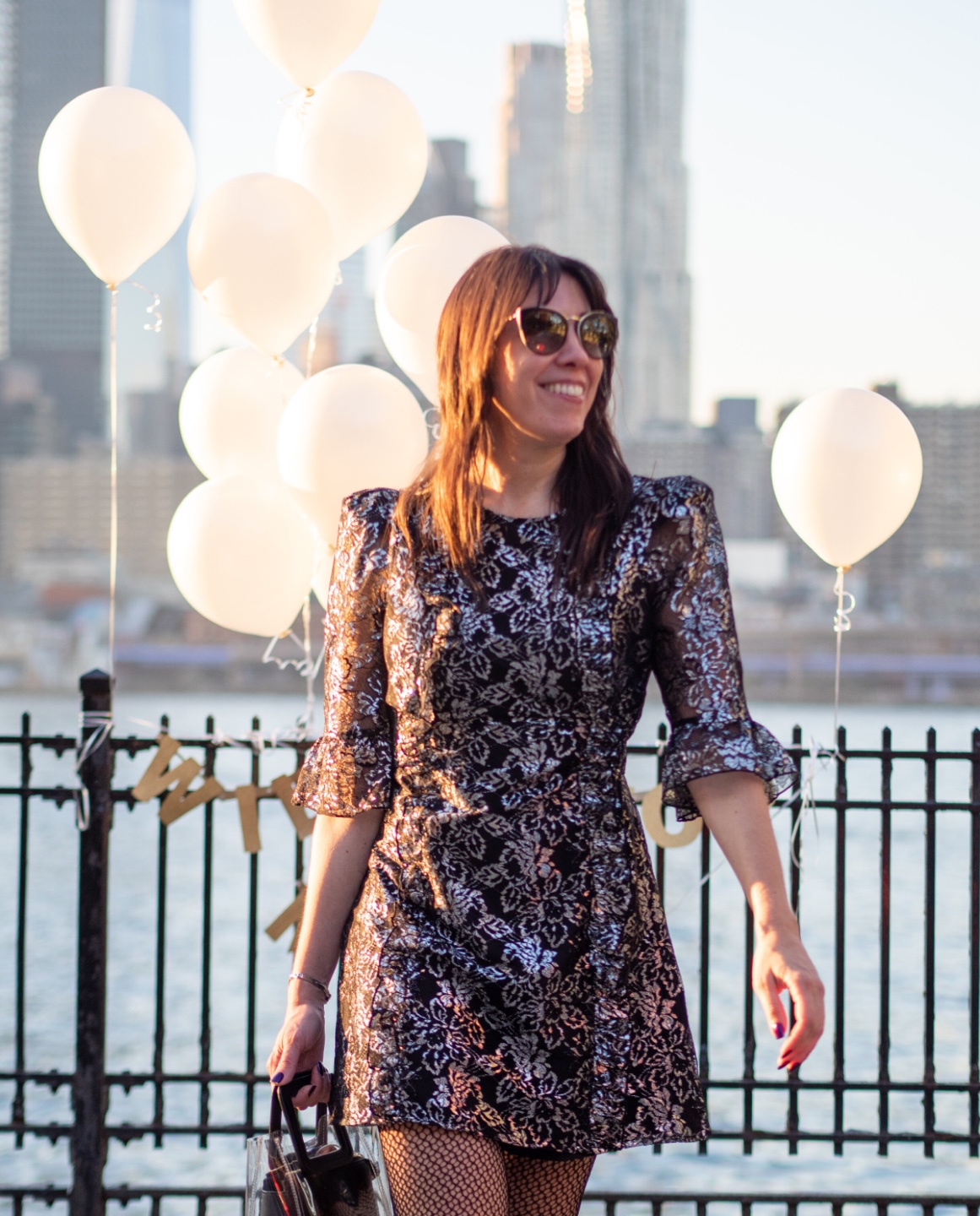 Black and Silver Lace Mini Dress