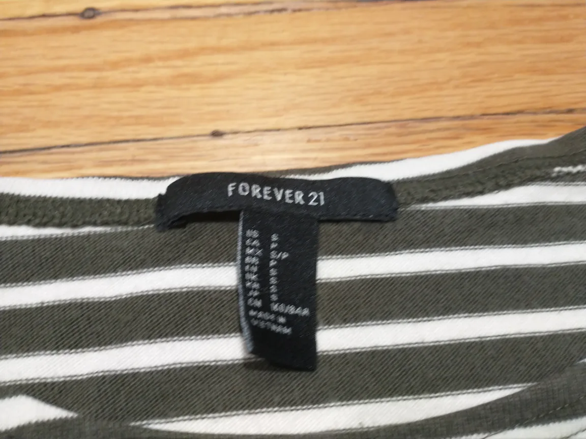 Oversized Olive Green and White Striped Crop Top FINAL SALE image indicator(3)