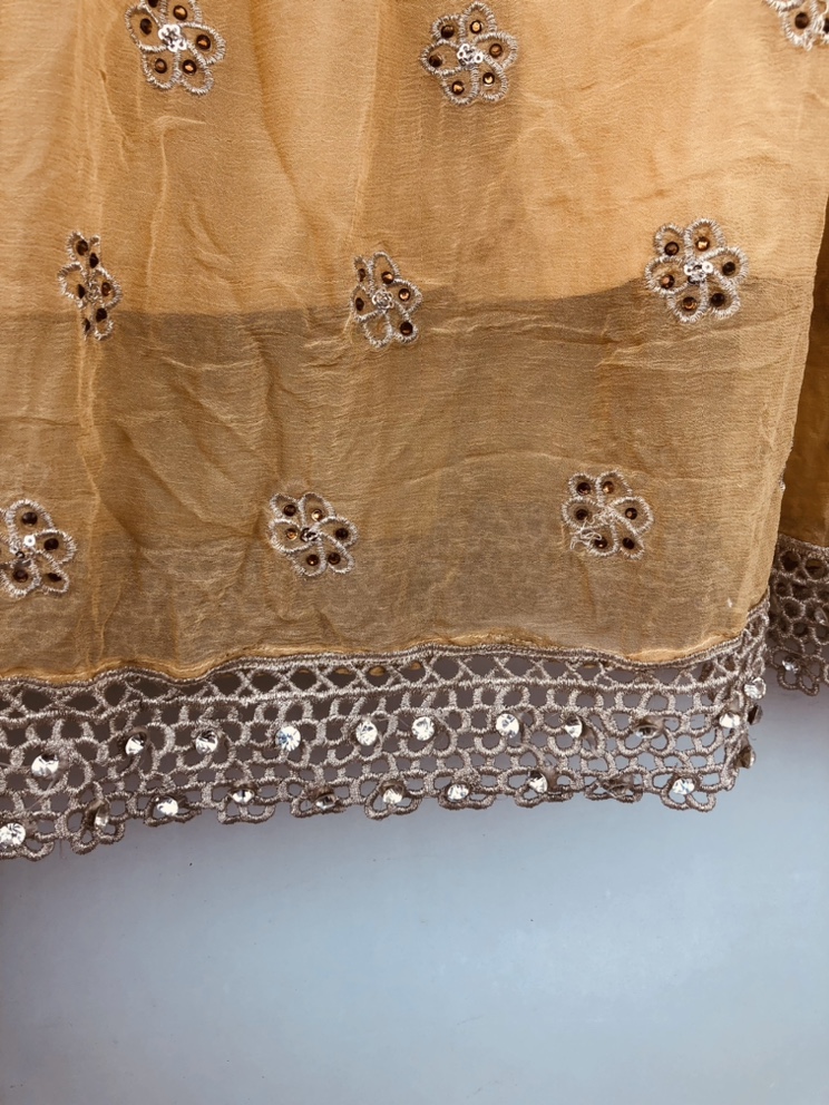 Beige Embroidered 3 piece suit | desi clothes - photo 3