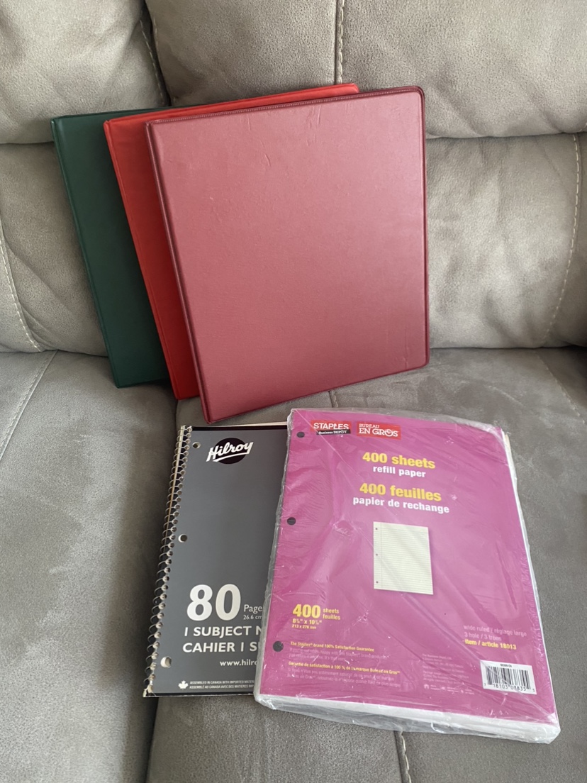 3 Ring Binder and Refill Paper + Notebook
