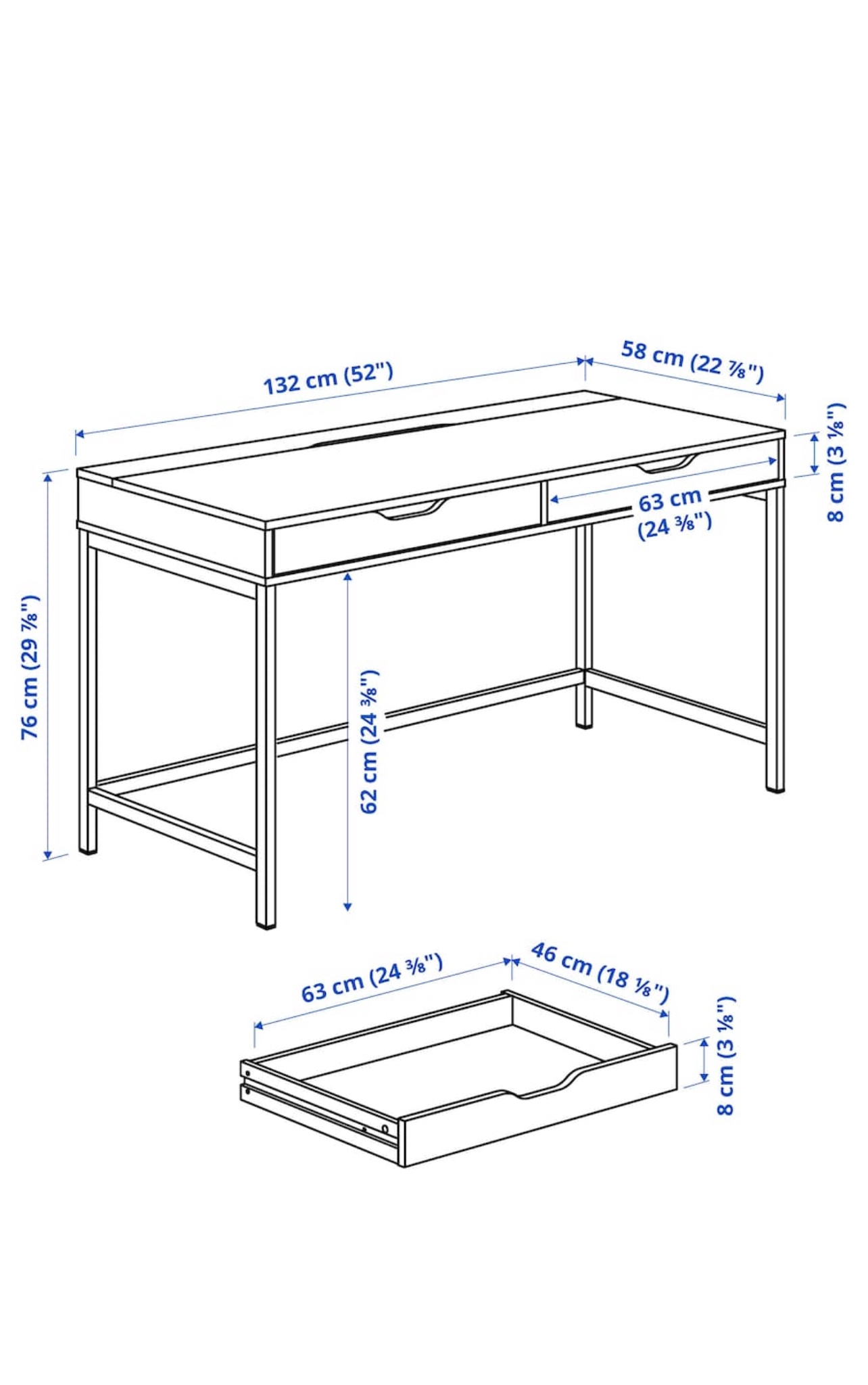 White Desk Large Alex (IKEA) - photo 4